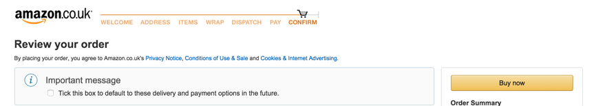A checkout progress bar increases ecommerce conversion rate at Amazon