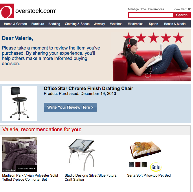 Overstock ecommerce emails