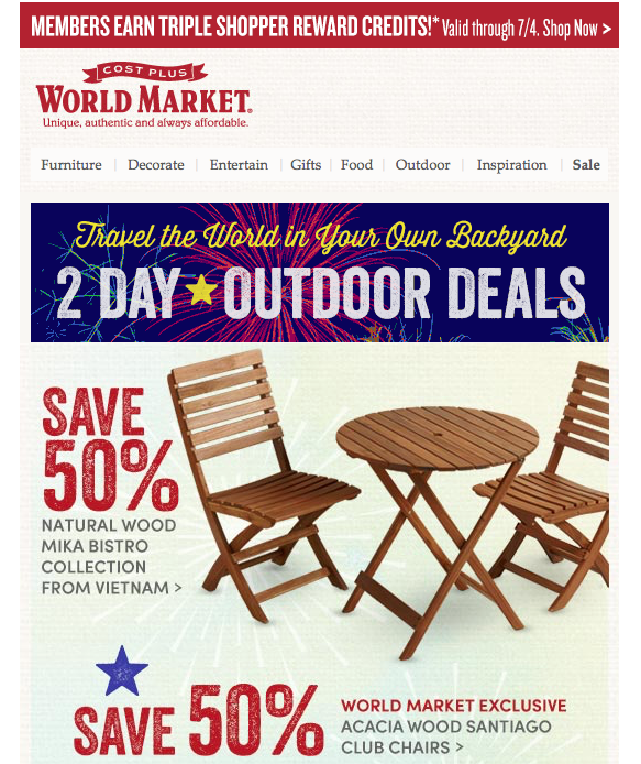 World Market ecommerce email