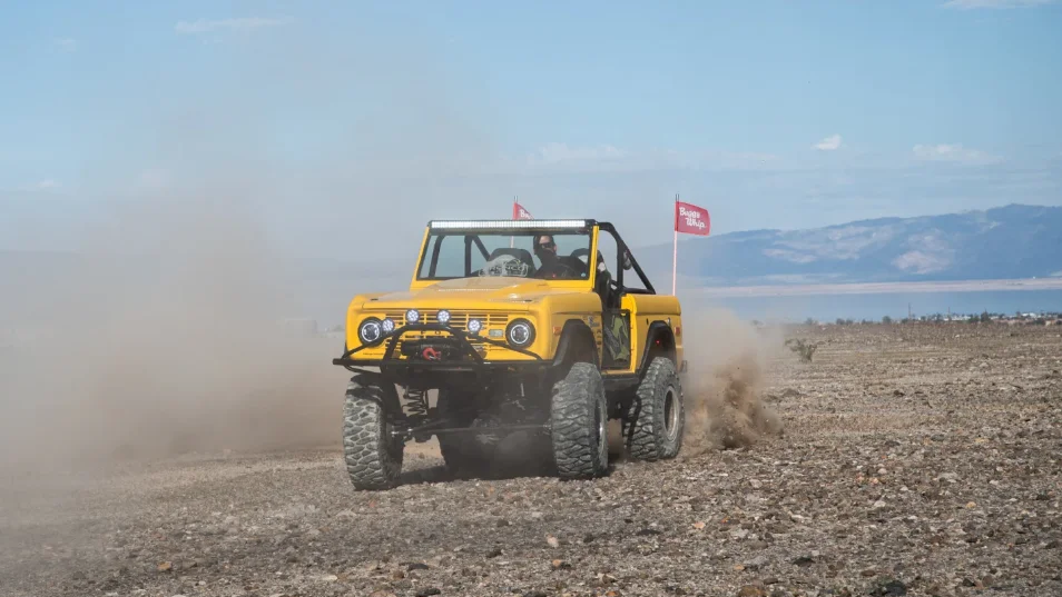 Dana Nevins Yellow 1970 Ford Bronco with King Shocks and Atturo Tires