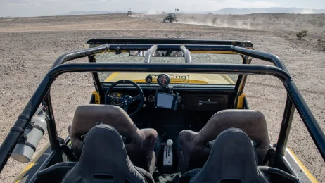 Top view of interiors of Dana Nevins Yellow 1970 Ford Bronco