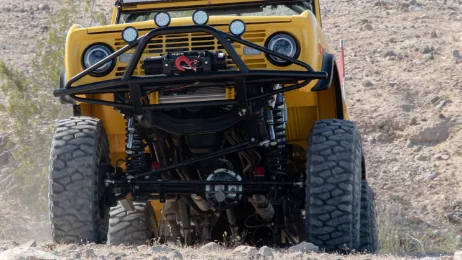 Front View of Dana Nevins Yellow 1970 Ford Bronco