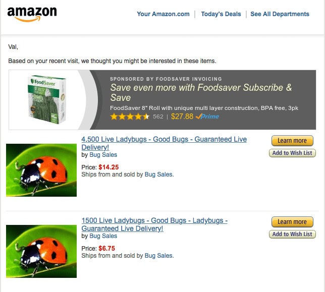 Amazon category search example for reducing shopping cart abandonment