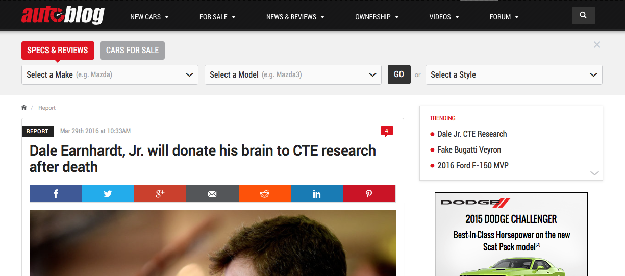 Autoblog forum design showcasing ease of use for online auto parts store