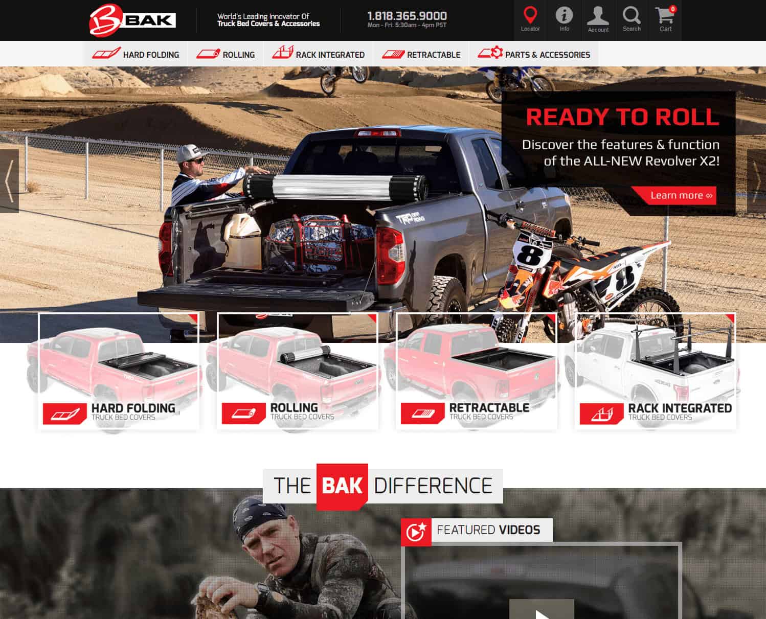 Screenshot of BAK Industries 3rd generation website, Webby Award nominee