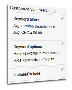 Google Keyword Planner generating keyword ideas from a website URL