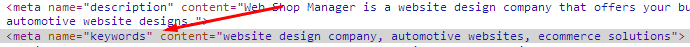Example of Meta Keywords in HTML code