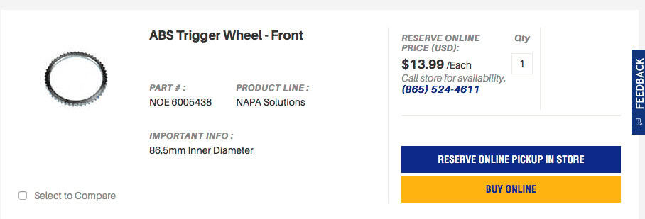 Napa customer service phone number for product information