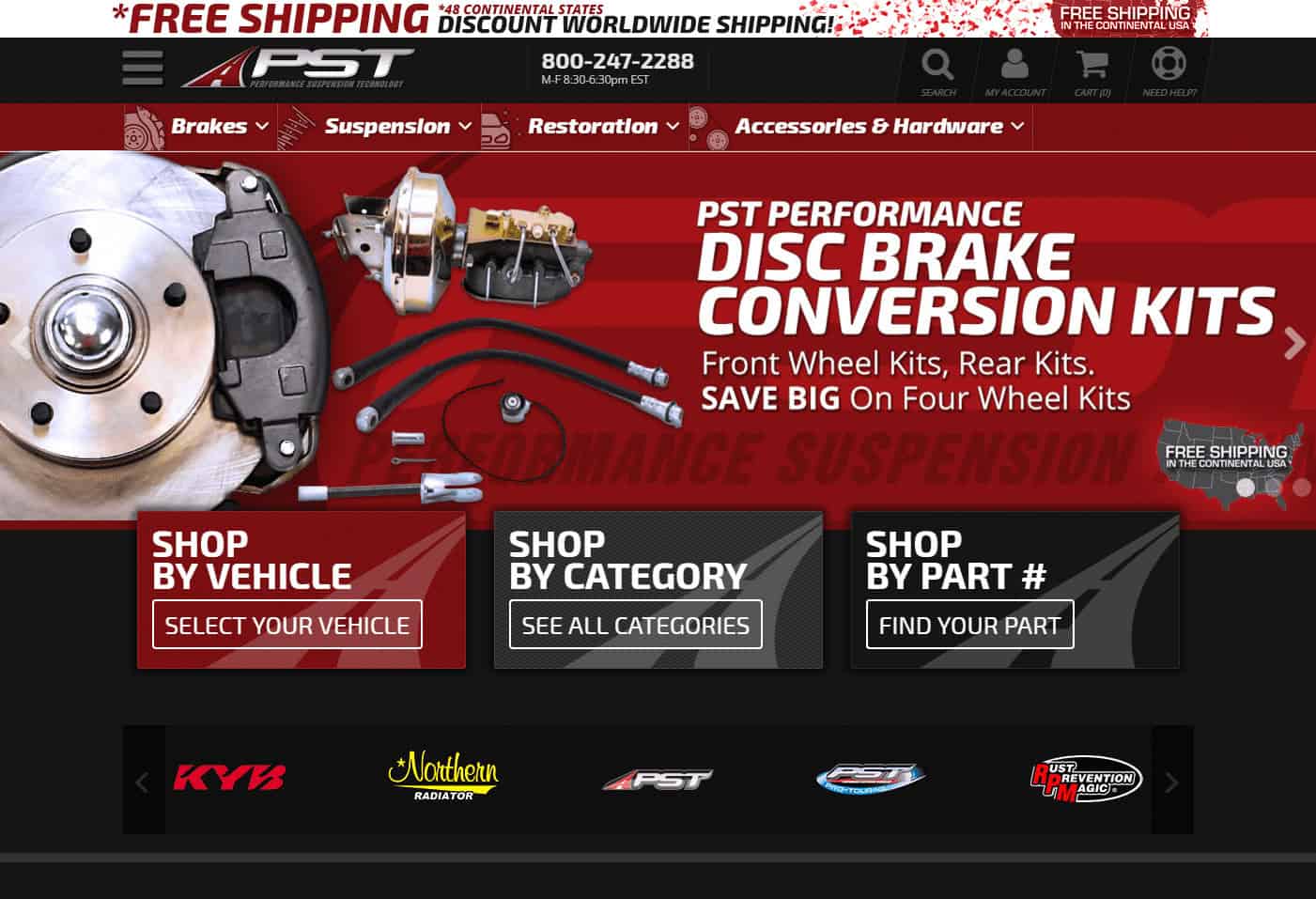 Screenshot of Performance Suspension and Tuning eCommerce website