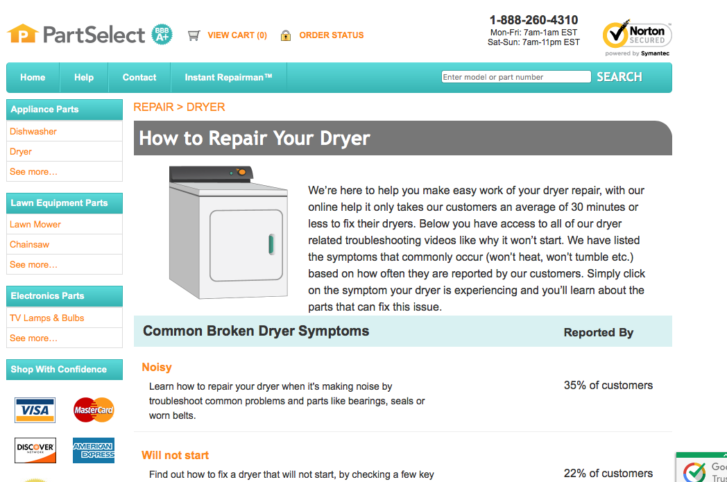 Parts Select demonstration of how to repair a dryer with replacement parts