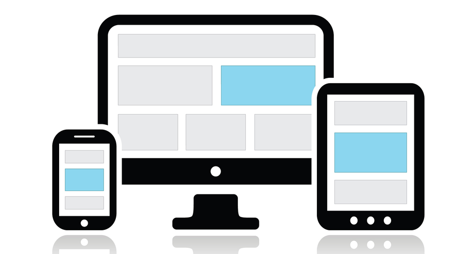 Diagram showing responsive web design adapting to different screen sizes for ecommerce