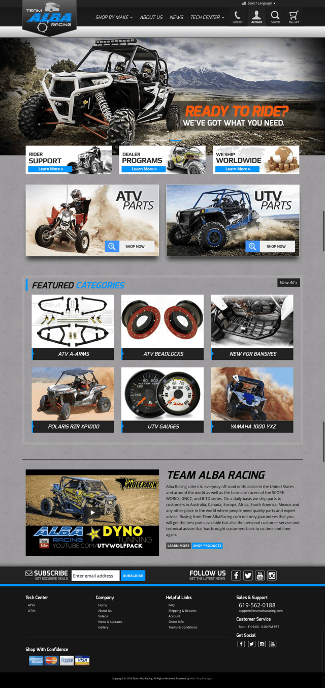 Team Alba Racing Powersports UTV website screenshot
