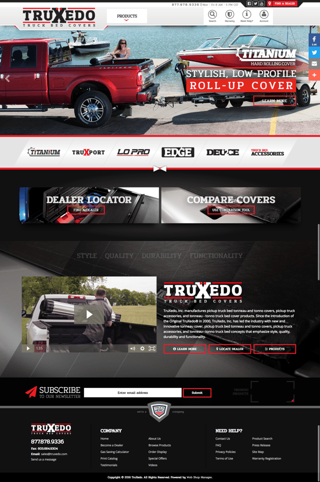 Truxedo Truck Bed Cover Manufacturer website screenshot