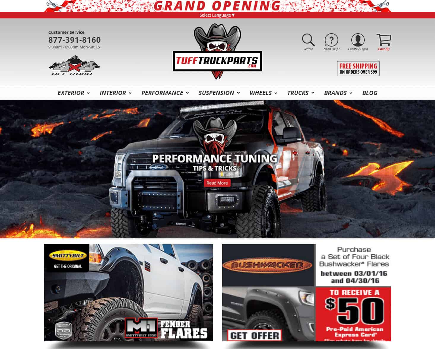 Screenshot of Tufftruckparts.com eCommerce website