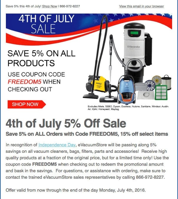 Generic sales email example for e-commerce