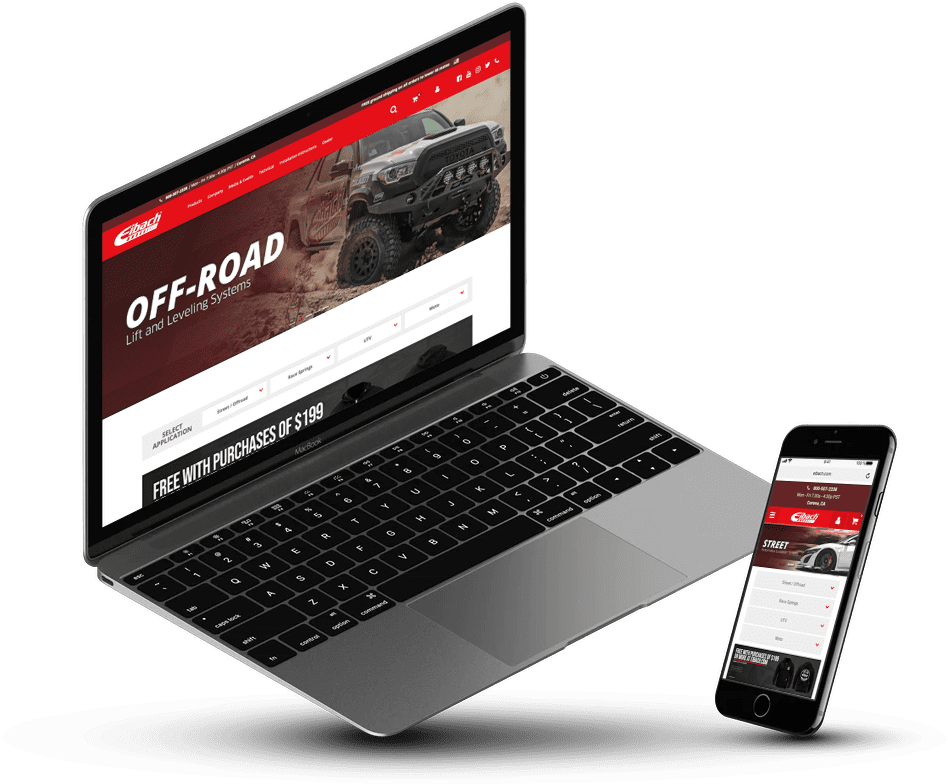 Eibach device set showing responsive design on multiple devices