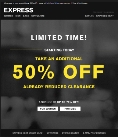 Express social media post announcing post-holiday clearance specials with urgency