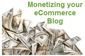 Graphic illustrating how to make money writing blogs for web shop managers