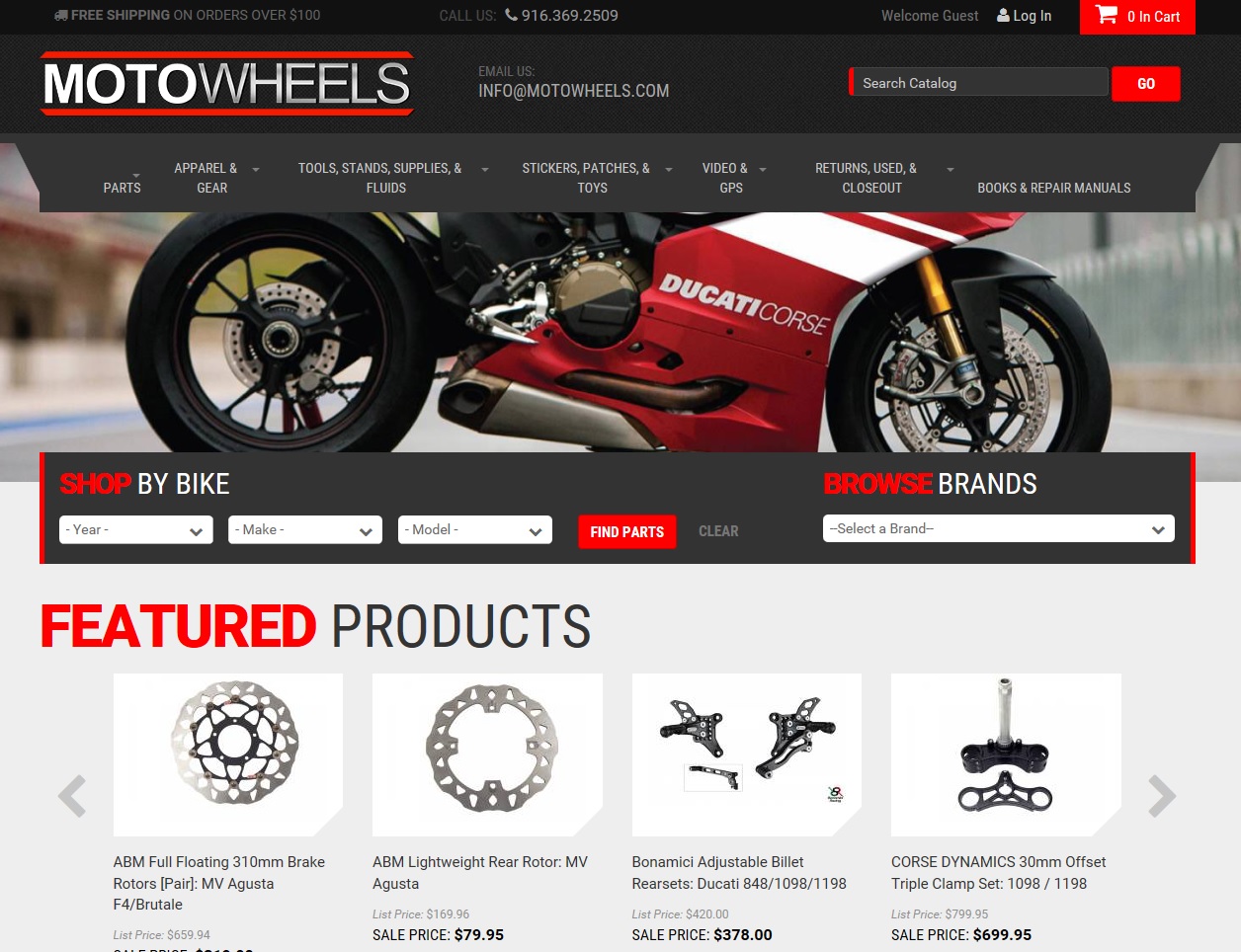 Screenshot of Moto Wheels' updated B2B/Retail eCommerce website
