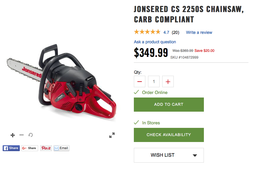 Clear image of chainsaw product for e-commerce