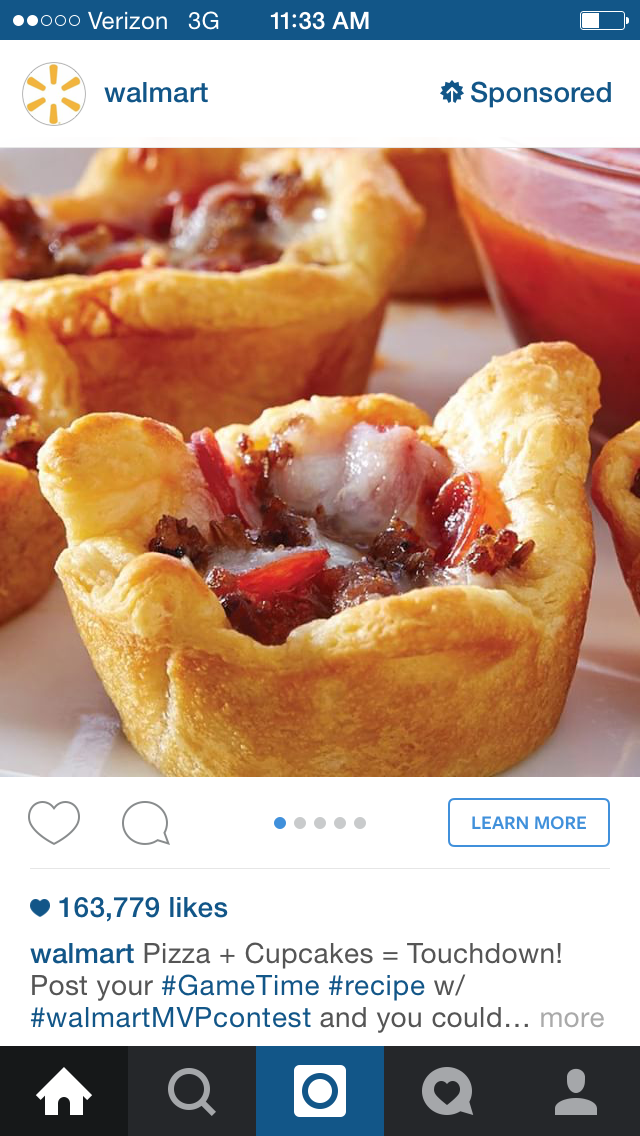 Wal-Mart social media post showing a recipe for a football appetizer