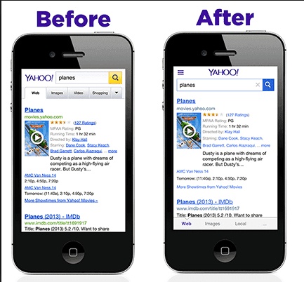 Image showing an improved, simple search bar on a mobile device for e-commerce conversion