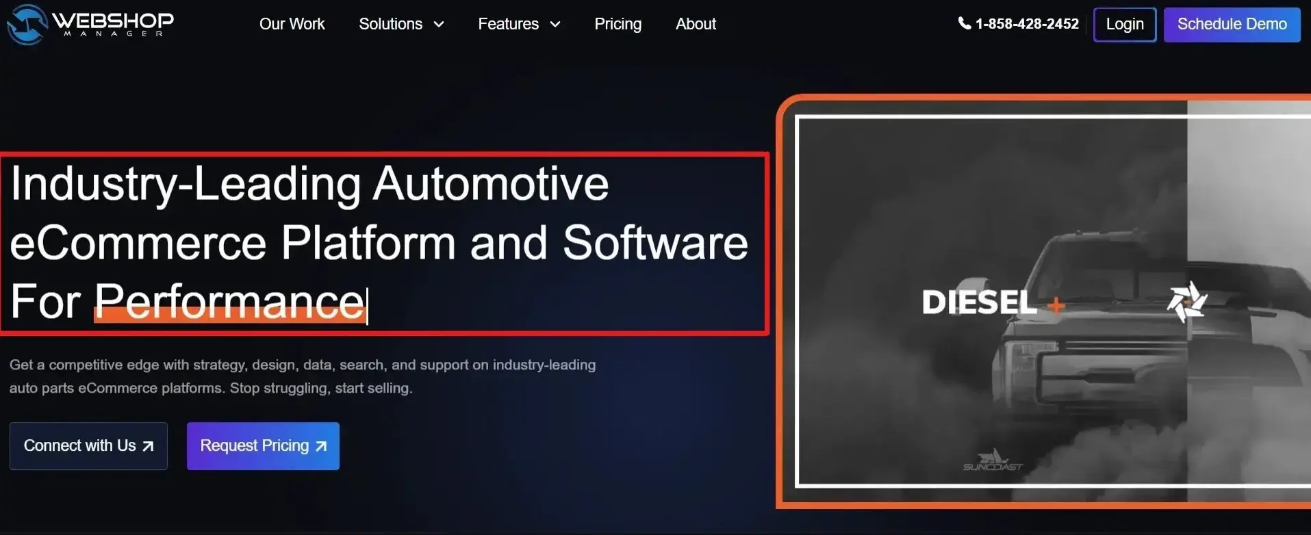 Example of an H1 Tag on a webpage