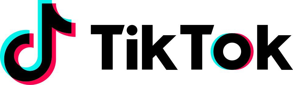 TikTok logo with colorful musical note icon and bold black text.